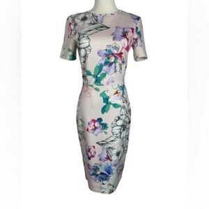 ASOS Pastel Floral Midi Dress in Light Pink